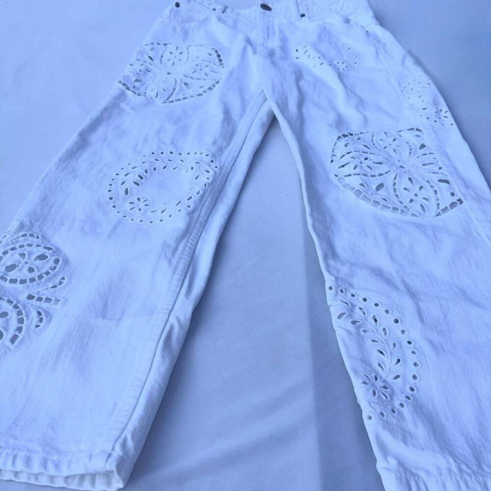 Isabel Marant White Ronny Broderie Anglaise Embroidered Jeans - Picture 4 of 16